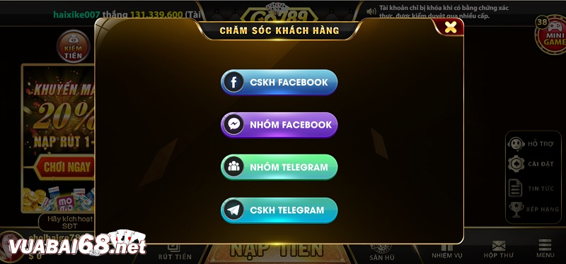 Hệ thống tư vấn hỗ trợ chuyên nghiệp tại cổng game