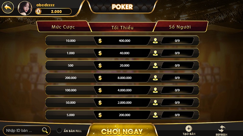 Chơi game bài Poker đúng chuẩn casino