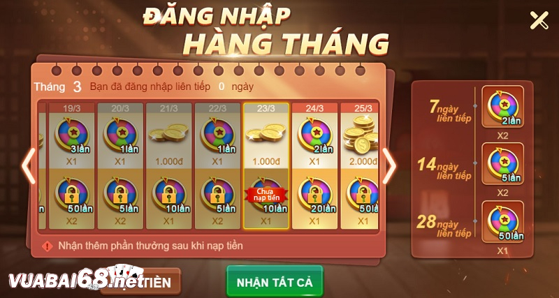 Khuyến mãi đăng nhập mỗi ngày giá trị khủng cho anh em