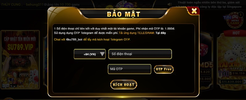 Dùng số điện thoại kích hoạt bảo mật OTP Telegram nhận quà tặng 50K