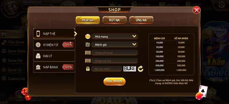 Nạp Na vào tài khoản theo đa dạng cách thức làm vốn trải nghiệm game