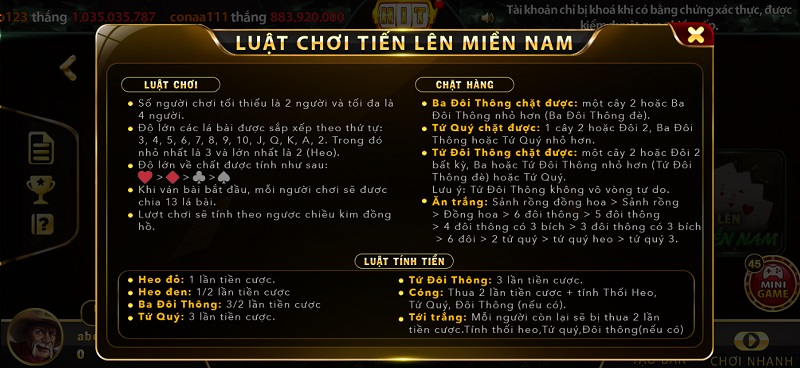 Luật chơi của game bài Tiến Lên Miền Nam khá giống với ngoài đời